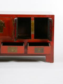 Chinese Red Lacquered Sideboard Low Center Table Four Drawers - 3056824