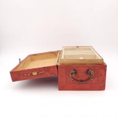 Chinese Red Lacquered and Gilt Pig Skin Jewelry Box circa 1900 - 3348809