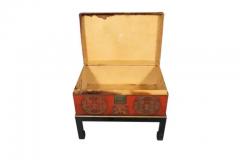 Chinese Red Pigskin Box On Stand - 4144715