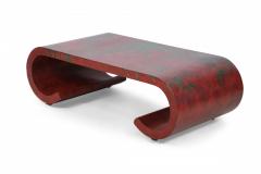 Chinese Red and Green Bamboo Motif Scroll Cocktail Coffee Table - 2799210