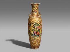 Chinese Rose Medallion Monumental Floor Vase Porcelain Gilt China 20th c  - 4601536