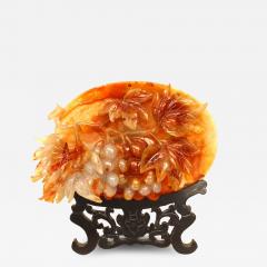 Chinese Rust Agate Carved Plate and Stand - 4522538