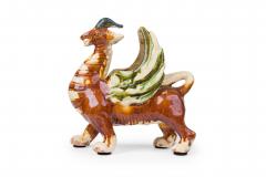Chinese Sancai Glazed Ceramic Yinglong Winged Dragon Figurine - 4672596