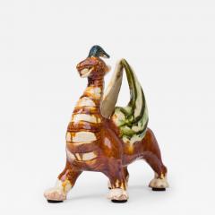 Chinese Sancai Glazed Ceramic Yinglong Winged Dragon Figurine - 4717208
