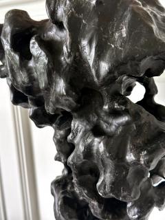 Chinese Scholar Rock Black Taihu Stone on Display Stand - 4156256