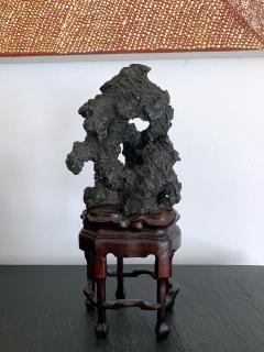 Chinese Scholar Rock in Metal Form on Display Stand - 1136123