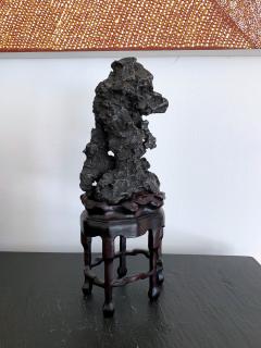 Chinese Scholar Rock in Metal Form on Display Stand - 1136126