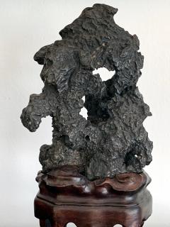 Chinese Scholar Rock in Metal Form on Display Stand - 1136128