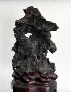 Chinese Scholar Rock in Metal Form on Display Stand - 1136131