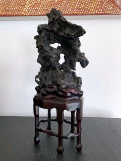 Chinese Scholar Rock in Metal Form on Display Stand - 1136133