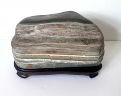 Chinese Scholar Stone Caitao Rock on Display Stand - 4129627