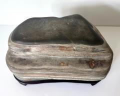 Chinese Scholar Stone Caitao Rock on Display Stand - 4129628