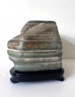 Chinese Scholar Stone Caitao Rock on Display Stand - 4129630