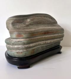 Chinese Scholar Stone Caitao Rock on Display Stand - 4129633