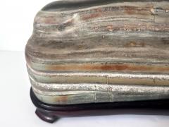 Chinese Scholar Stone Caitao Rock on Display Stand - 4129634
