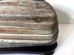 Chinese Scholar Stone Caitao Rock on Display Stand - 4129635