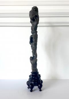 Chinese Scholar Stone Tall Slender Lingbi Rock on Display Stan - 3993950