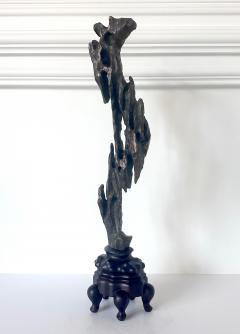 Chinese Scholar Stone Tall Slender Lingbi Rock on Display Stan - 3993953