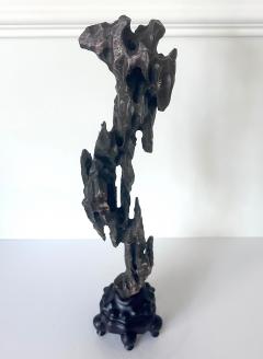 Chinese Scholar Stone Tall Slender Lingbi Rock on Display Stan - 3993954