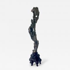 Chinese Scholar Stone Tall Slender Lingbi Rock on Display Stan - 3994778