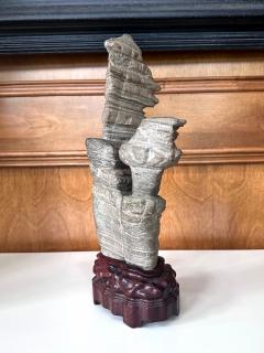 Chinese Scholar Stone Wuling Rock on Stand - 4132881