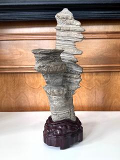 Chinese Scholar Stone Wuling Rock on Stand - 4132882