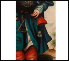 Chinese School 19th CenturyA Large Portrait of An Emperor Holding A Bird  - 3880594