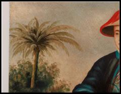 Chinese School 19th CenturyA Large Portrait of An Emperor Holding A Bird  - 3880618