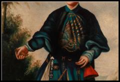 Chinese School 19th CenturyA Large Portrait of An Emperor Holding A Bird  - 3880624