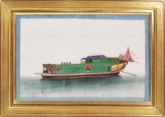 Chinese School Chinese Export Watercolours on Pith Paper set of twelve Junks and Barges - 1069900