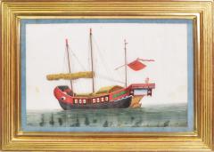 Chinese School Chinese Export Watercolours on Pith Paper set of twelve Junks and Barges - 1069904