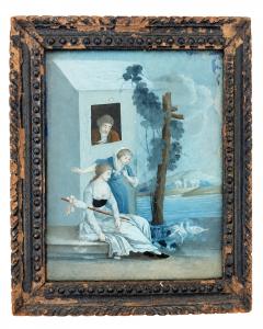 Chinese School Pair of Chinese Reverse Glass Paintings c 1800 30 - 4712041