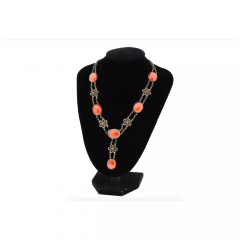 Chinese Silver Filigree And Agate Chain Necklace - 4053836