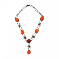 Chinese Silver Filigree And Agate Chain Necklace - 4054257