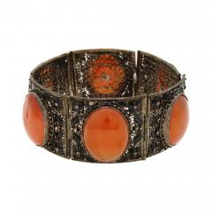 Chinese Silver Filigree Emamel And Agate Bracelet - 4054246