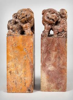 Chinese Soapstone Foo Dog Chops or Seals a Pair - 2472629