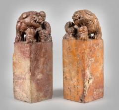 Chinese Soapstone Foo Dog Chops or Seals a Pair - 2472630