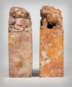 Chinese Soapstone Foo Dog Chops or Seals a Pair - 2472632