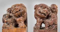 Chinese Soapstone Foo Dog Chops or Seals a Pair - 2472633