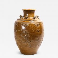 Chinese Stoneware Storage Martaban Jars with Dragon Relief - 1861461