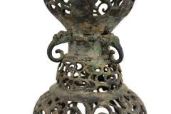 Chinese Style Black Iron Filigree Table Lamp - 4667024