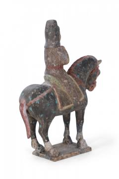 Chinese Tang Dynasty Style Terra Cotta Horse with Rider Tomb Figure - 4408779