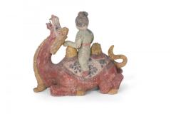 Chinese Tang Dynasty Style Terra Cotta Kneeling Camel and Woman Tomb Figure - 4408766
