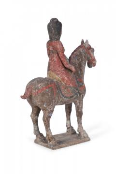 Chinese Tang Dynasty Style Terra Cotta Rider and Horse Tomb Figure - 4408755