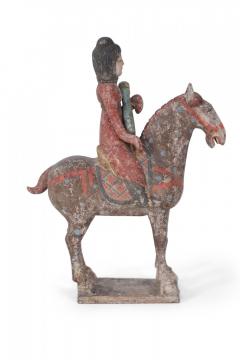 Chinese Tang Dynasty Style Terra Cotta Rider and Horse Tomb Figure - 4408756