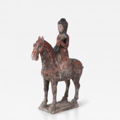 Chinese Tang Dynasty Style Terra Cotta Rider and Horse Tomb Figure - 4412499