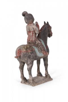 Chinese Tang Dynasty Style Terra Cotta Woman and Horse Tomb Figure - 4408785