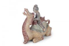 Chinese Tang Dynasty Style Terra Cotta Woman and Kneeling Camel Tomb Figure - 4408759