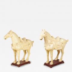 Chinese Tang Dynasty Style Tessellated Bone Veneer Monumental Horse Statues - 4412418