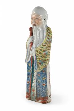 Chinese Taoist Han Elder Man Longevity God Porcelain Figurine - 4408491